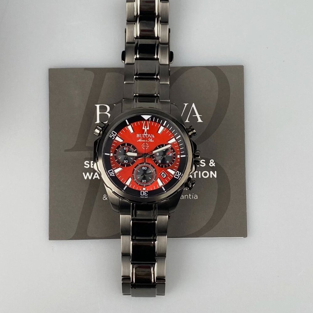 New Bulova Marine Star Red Dial Men's Watch 43mm